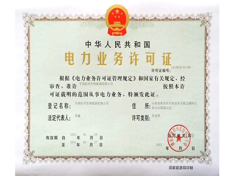 電力業(yè)務(wù)許可證